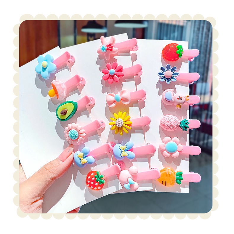 Set 10 Kẹp Tóc Mái Màu Hồng Đính Trái Cây Dễ Thương Cho Bé Gái - Dumi Shop