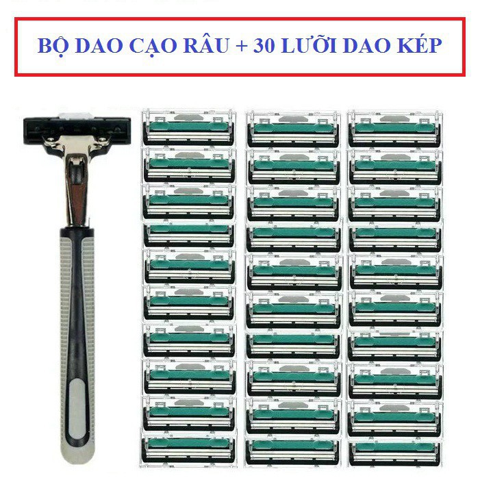 MVP1367 Dao cạo râu combo 30 lưỡi kép+ 1 lọ kem