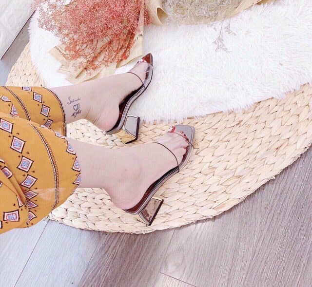 Dép/ guốc meka trơn gót bọc đồng cao 5p sang chảnh hàng vnxk chất đẹp mã L10