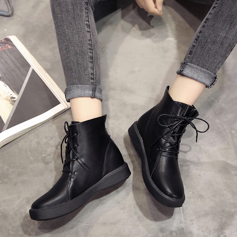 Womens Cool Short Punk Martin Boots Lace-up Military Combat Flat Shoes Fashion