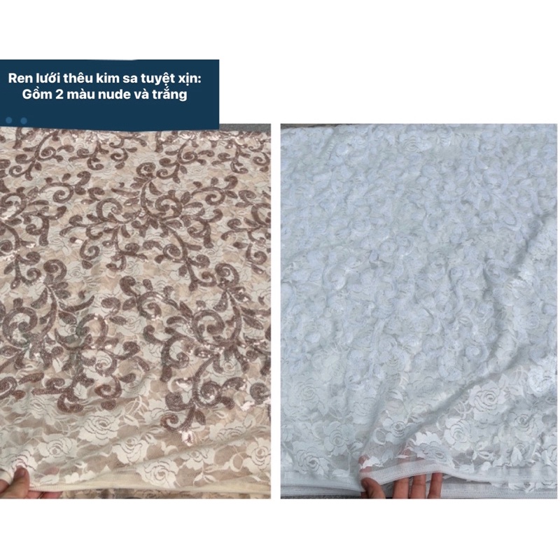 Vải Ren Lưới Thêu Kim Sa