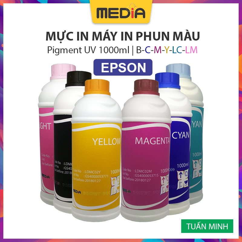 Mực In Phun Màu Media Pigment UV Cho Máy In Epson 1000ml