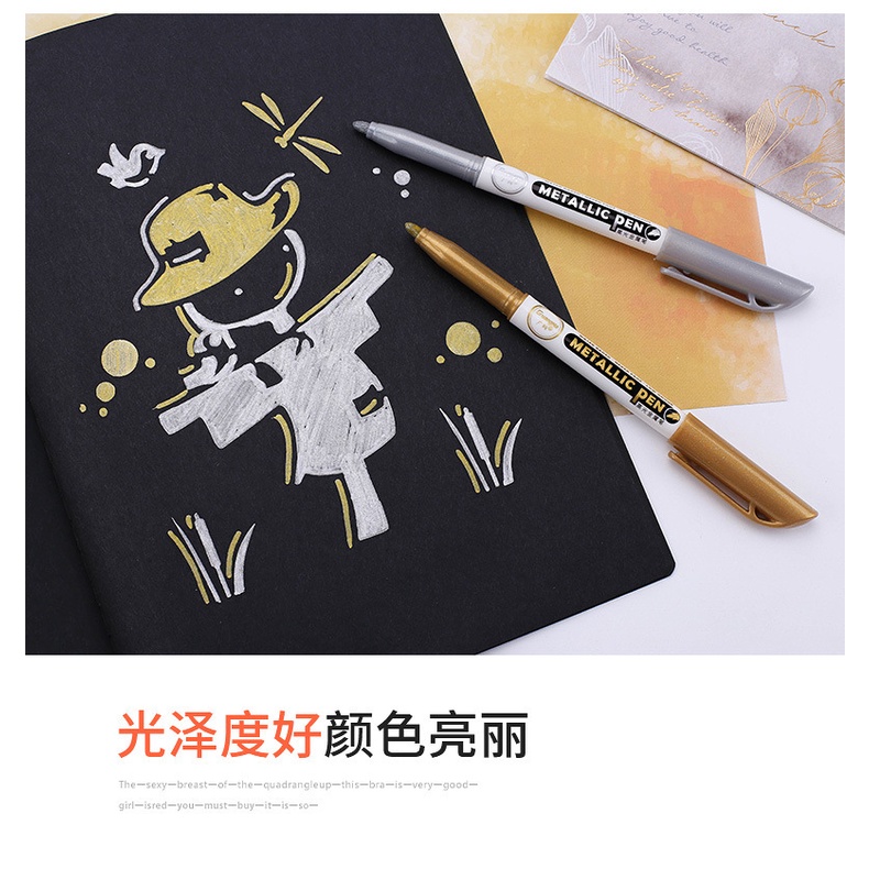 Bút nhũ metallic màu vàng, bạc ngòi to MODINA siêu bền và nhiều mực