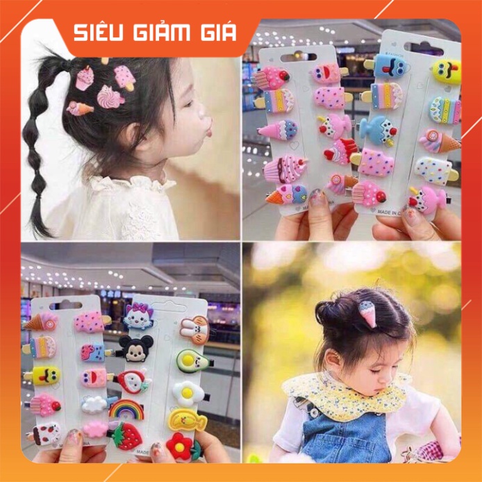set 10 kẹp tóc đáng yêu cho bé ( 1 vỉ = 10 kẹp)