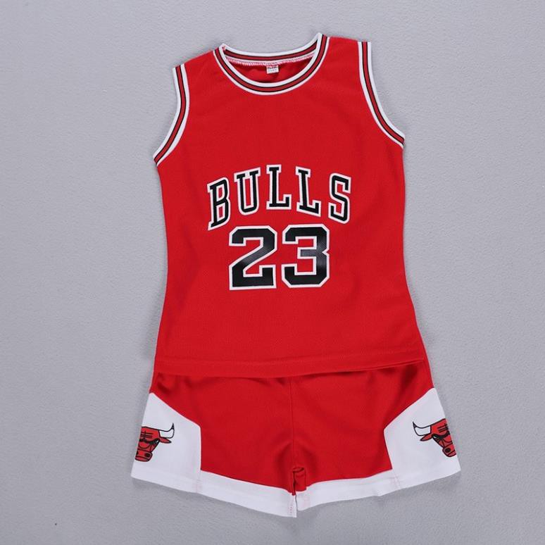 Bộ quần áo bóng rổ cao cấp trẻ em Chicago Bulls màu đỏ