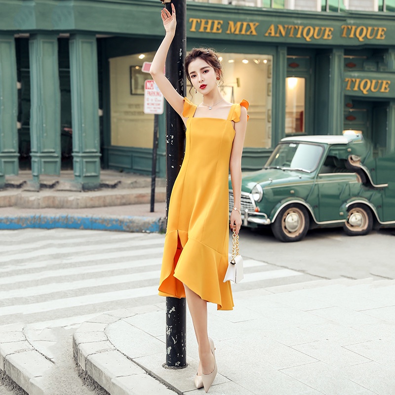 IELGY   Đầm Nấu Ăn Nhẹ Nhàng Kiểu Châu Âu Đuôi Type A, Chống Trầy Xước Phong Cách Gợn Sóng Thời Trang Cho Nữ Màu Sắc