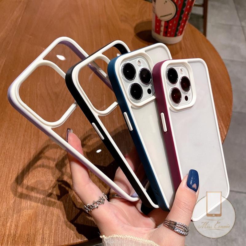 Ốp Điện Thoại Acrylic Cứng Trong Suốt Khung Vuông Sang Trọng Cho iPhone 11 13 12 Pro Max 11Pro Max 12Pro Max 13Pro Max