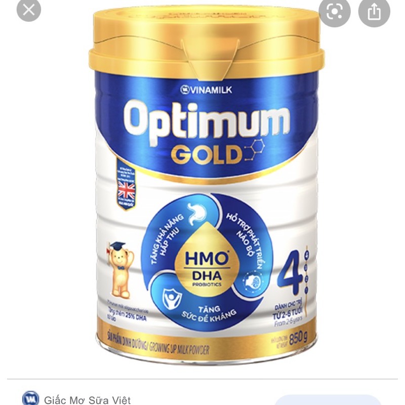 sữa bột Optimum gold số 4 850gram