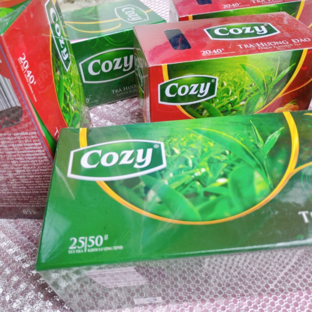 Trà Cozy Túi Lọc Hương Dâu - Đào - Bạc Hà - Hồng Trà - Nhài - Trà xanh- Sen(50g)