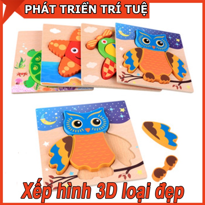 Đô Chơi Gỗ Xếp Hình 3D Loại Dày Đẹp Cho Bé - Giao Ngẫu Nhiên Hình