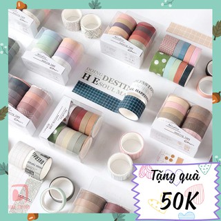 SET 10 CUỘN WASHI, BĂNG DÁN VINTAGE, WASHI TAPE TRANG TRÍ SỔ, NHẬT KÍ, BULLET JOURNAL/ BĂNG DÍNH TRANG TRÍ