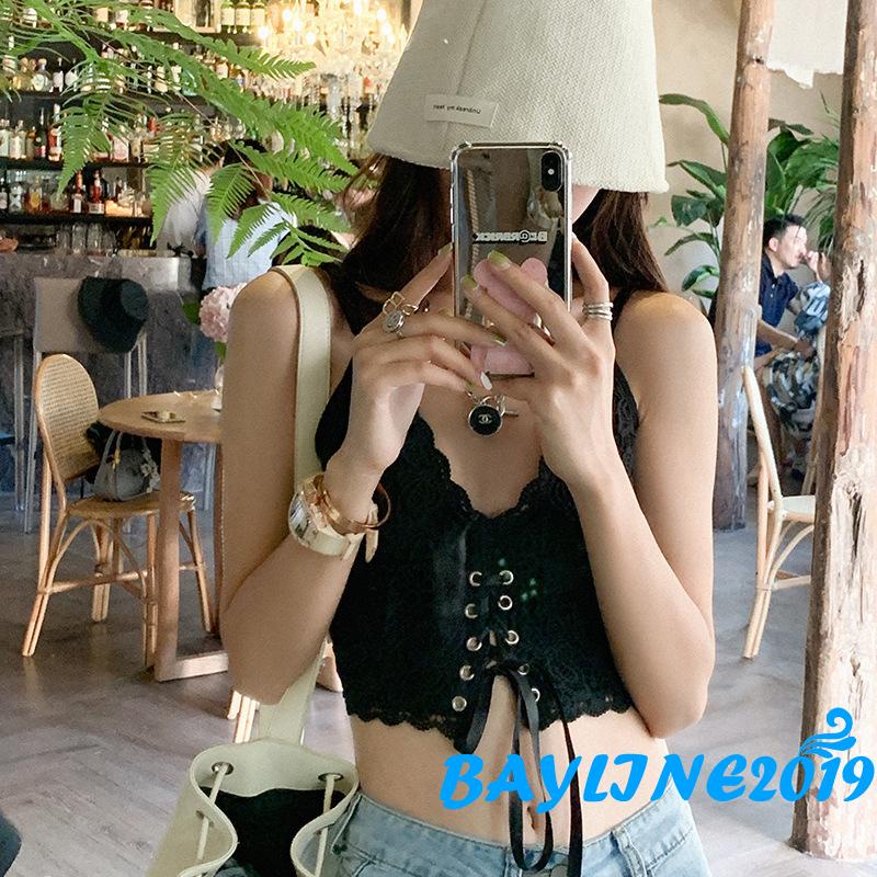 Áo hai dây cổ chữ V phối ren phong cách thời trang mùa hè cho nữ