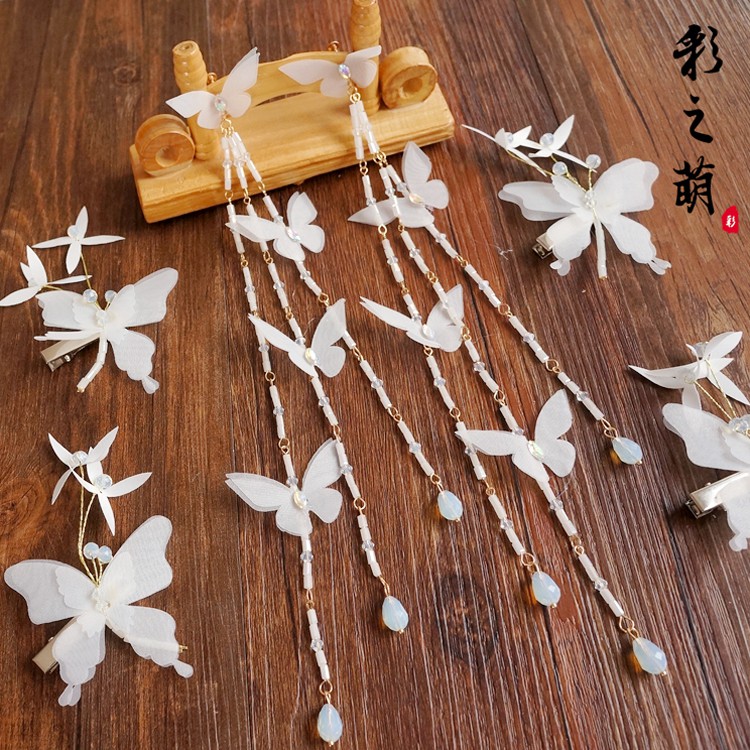 SẴN -  Kẹp tóc dài hai bên, kẹp tóc thường, hoa tai hình bướm - phụ kiện cổ trang - Cúc Tịnh Y