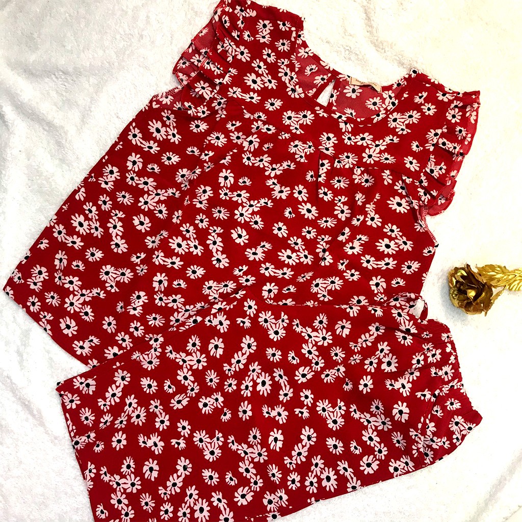 Đồ Bộ Nữ B02 VNXK Chất Liệu Lanh Lụa Dáng Lửng Họa Tiết Hoa Đại Tay Cánh Tiên Xinh Xắn | BigBuy360 - bigbuy360.vn