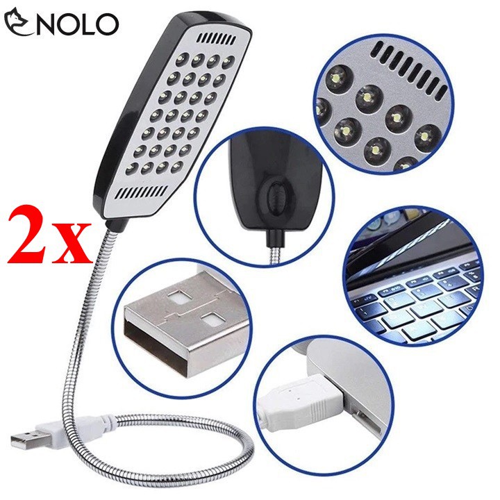 Combo 2 Đèn Led 28 Bóng Siêu Sáng Để Bàn Nguồn USB 5V Thân Hợp Kim Uốn Dẻo