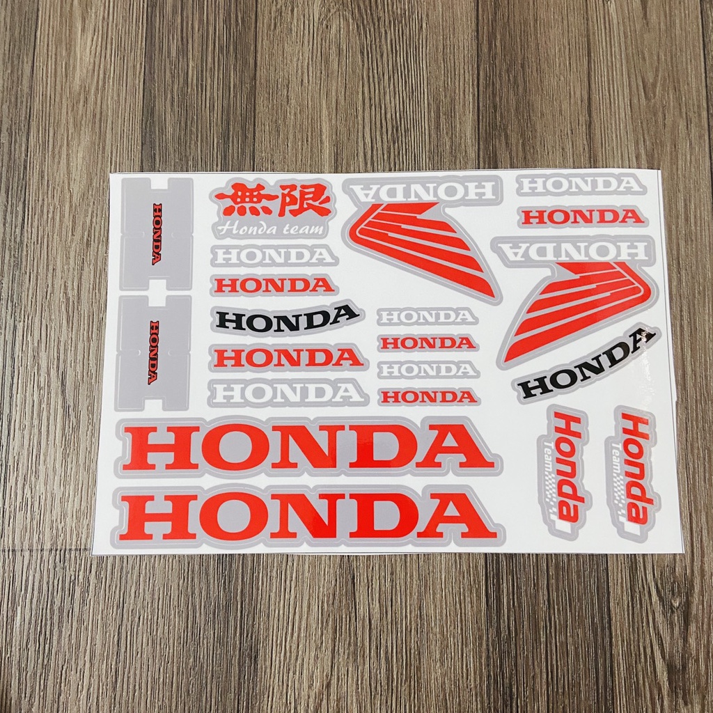 (Giá nguyên miếng) Trọn bộ tem LOGO, tem huy hiệu HONDA cánh chim WINGS độ màu, tem in nền carbon cắt LAZE