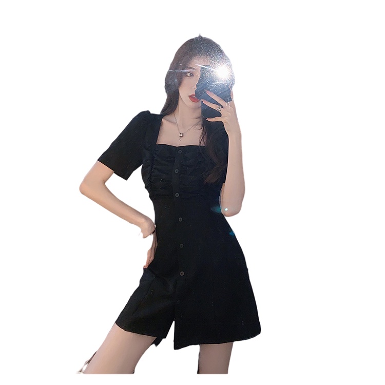 Đầm PERTY tay ngắn xếp ly phong cách cổ điển Pháp thời trang cho nữ