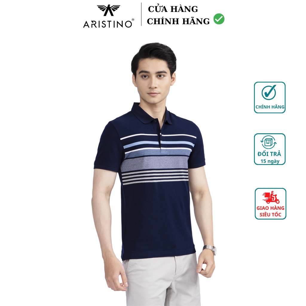 Áo polo nam Aristino APS012S2- Áo Polo phom dáng Sim fit ôm vừa vặn