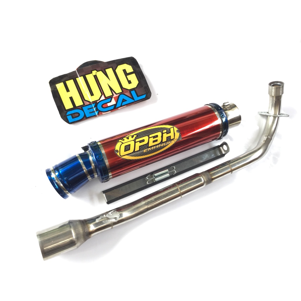 Bộ pô OBPH ĐỎ FULL CỔ INOX THẲNG WAVE, SI, CUP, DREAM, EXCITER, WINER, SONIC, RAIDER FI, SATRIA, GSX