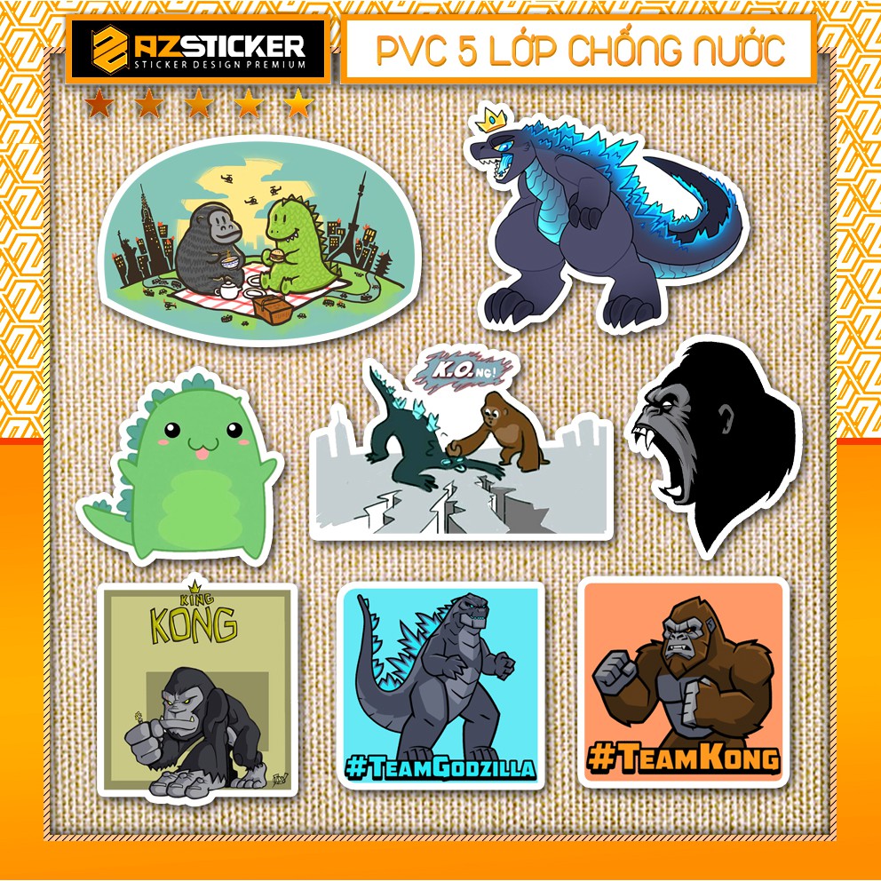 Sticker Kong Vs Godzilla Cực Chất Chống Thấm Nước | STK105 | Hình Dán Mũ Bảo Hiểm Laptop Điện Thoại Cắt Sẵn Từng Hình