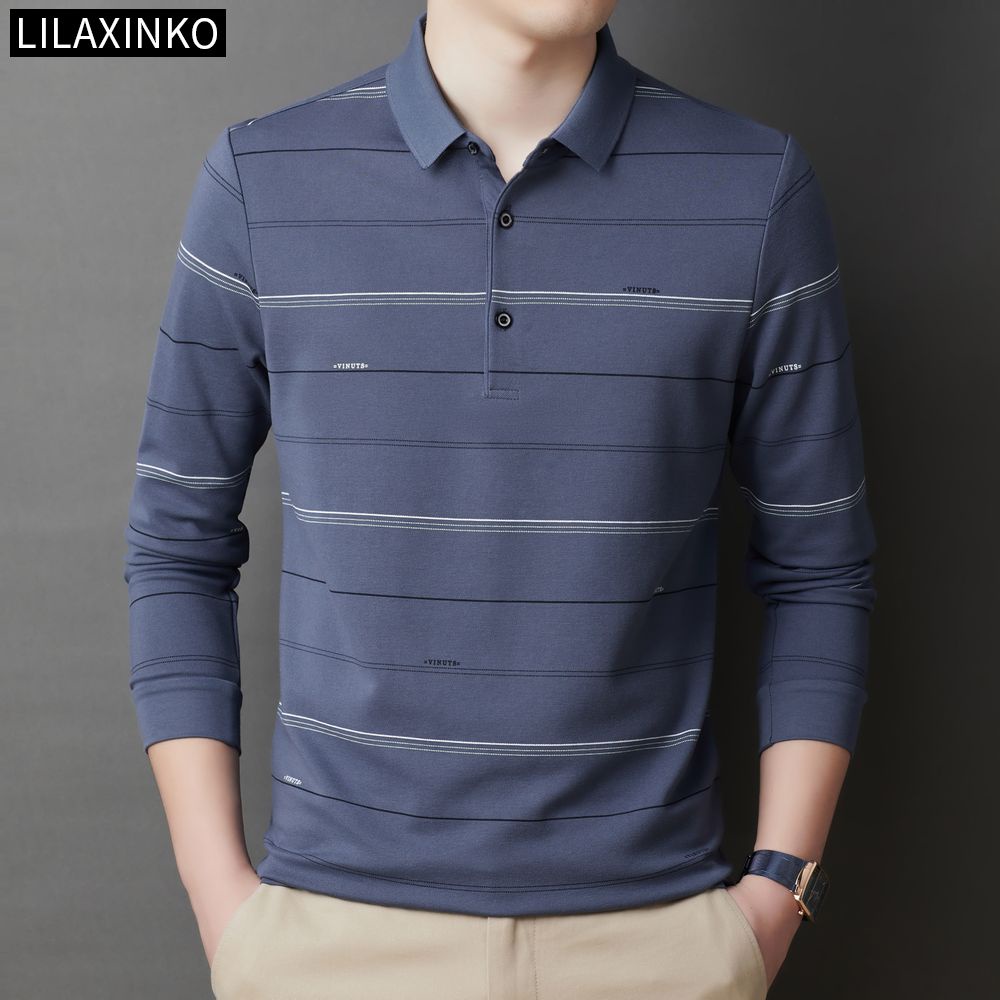 Áo Thun Polo Cotton Tay Dài Kẻ Sọc 5 Màu Thời Trang Thu Đông Cho Nam