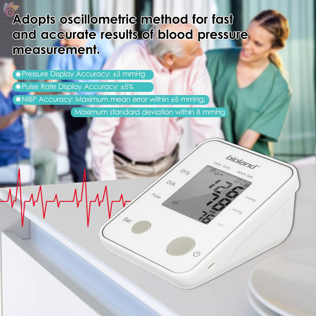 ET Bioland Upper Arm Automatic Blood Pressure Monitor Digital Blood Pressure Meter Voice BP Machine with Large Cuff Fits 8.5-inch to 12.5-inch Arms Supports 128 Sets of Data and Irregular Heartbeat Detection for Home Use