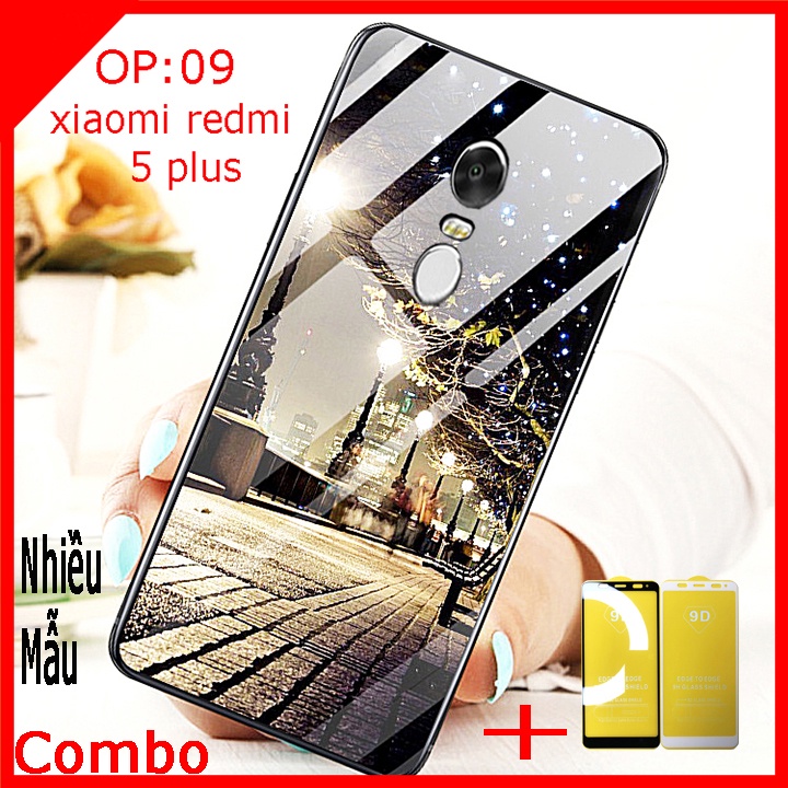 Combo Ốp lưng Kính 3D Xiaomi Redmi 5 Plus Sang trọng (TẶNG KÈM 1 kính cường lực full màn hình )