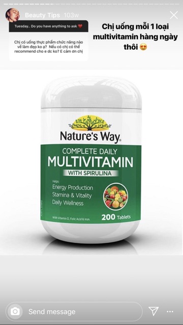 Vitamin tổng hợp multivitamin nature’s way 200 viên