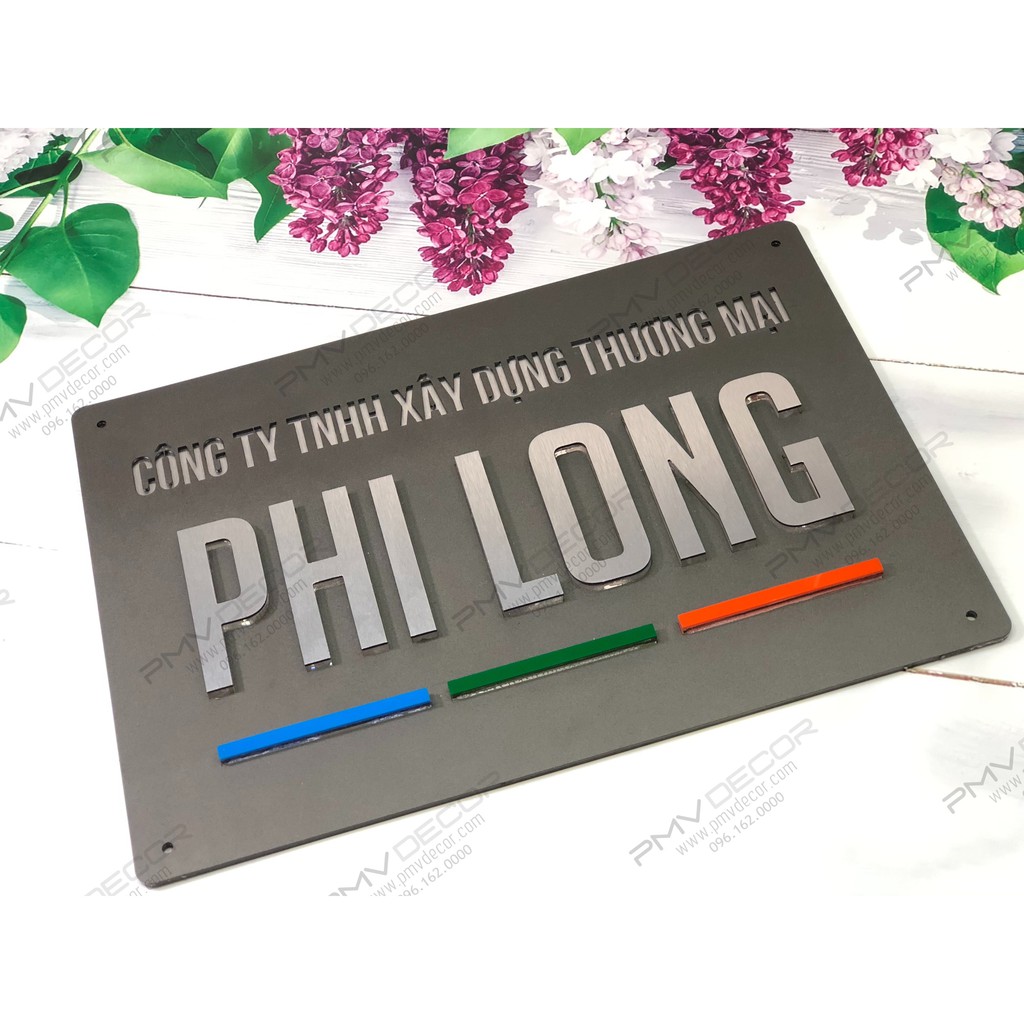 BẢNG, BIỂN TÊN CÔNG TY. Size 50*35cm Alcoest kết hợp Mica, chi tiết dán nổi đế mica trong 1cm, BCT-PMV116