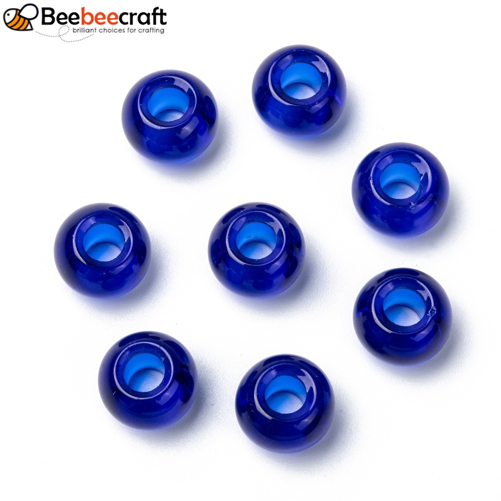10-20 Hạt Xâu Xỏ Lỗ Lớn Màu Xanh Hoàng Gia 15x10mm: 5mm