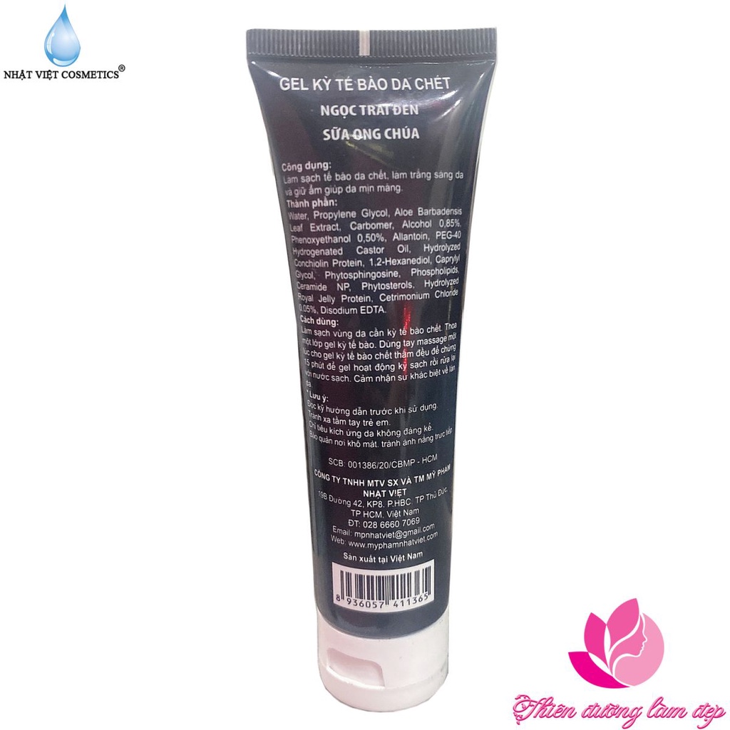 Kem kỳ tế bào chết cho da mặt dưỡng chất Ngọc Trai Đen - Sữa Ong Chúa Nhật Việt Cosmetics 70ml