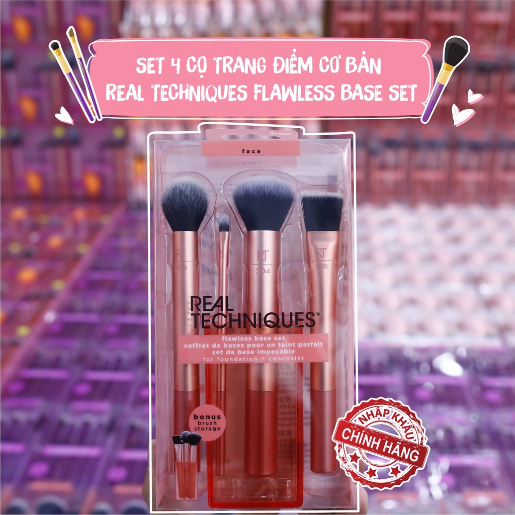 Bộ Cọ Trang Điểm Real Techniques Flawless Base Set (4 pcs)