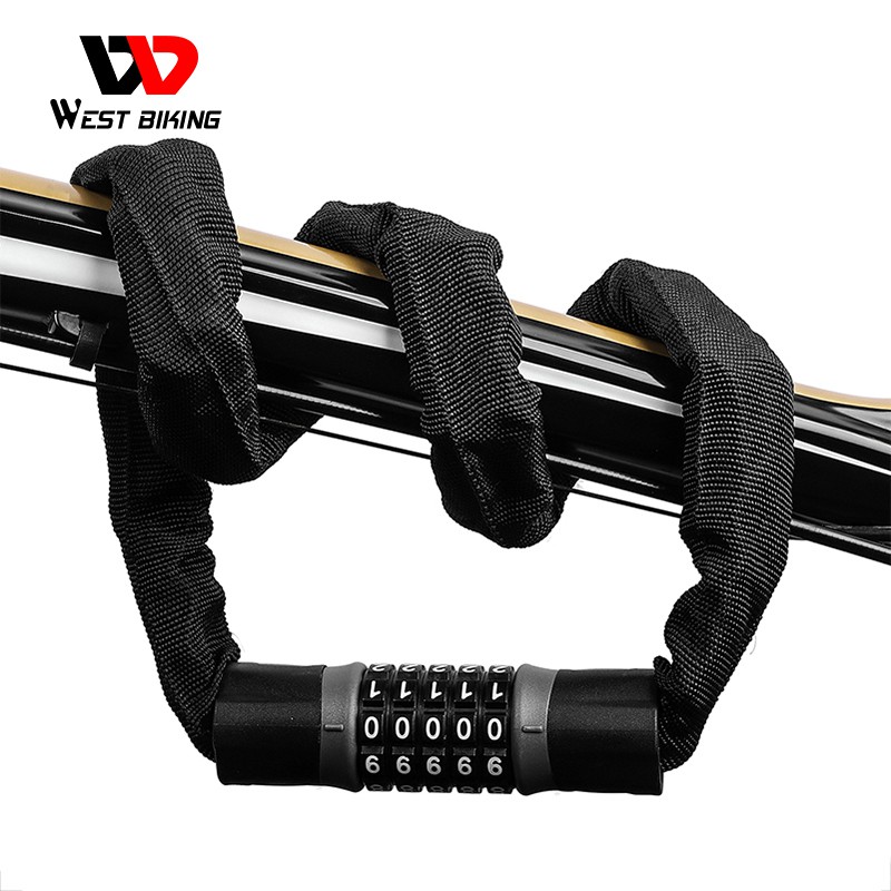 Dây xích khóa WEST BIKING có mật khẩu chống trộm cho xe đạp / xe máy
