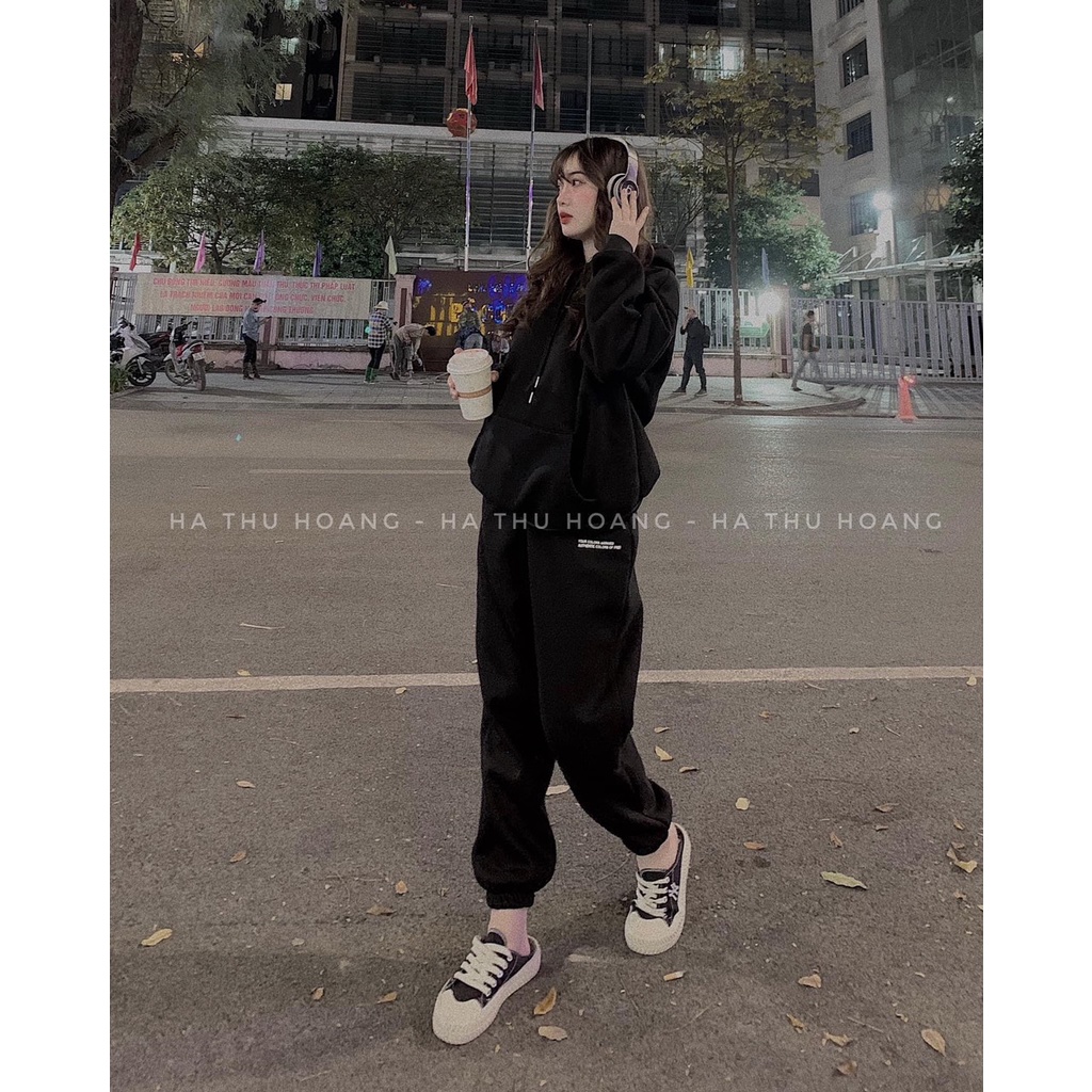Bộ nỉ in chữ nhỏ nữ hàng cao cấp chất dày dặn hàng tốt bền xịn Chillfashion