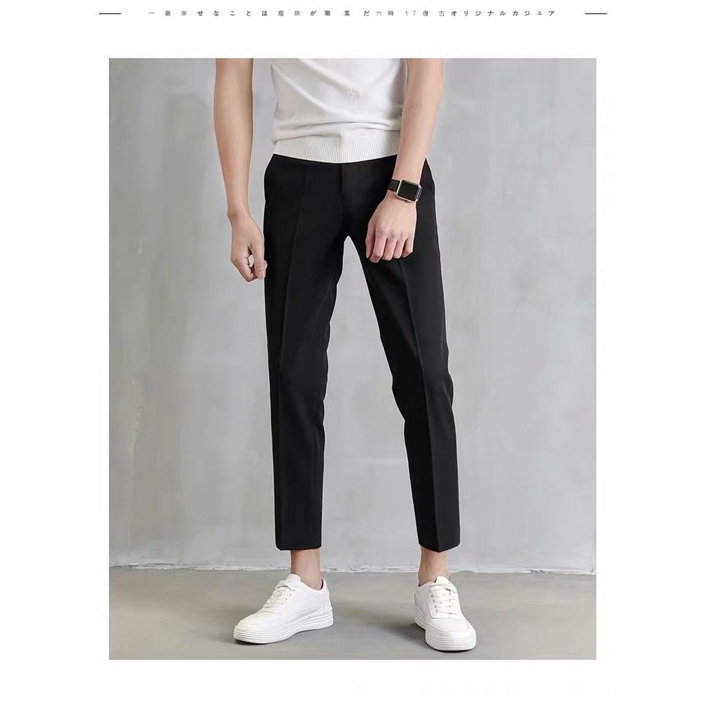 Hot Boys Japanese fashion pants trend new casual all-match pants literary cropped pants simple youth Harajuku Ins popular pants men's and women's dress pants