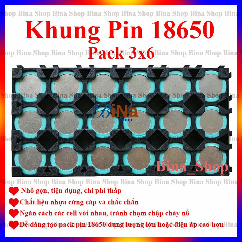 Khung gắn pin 3x6 Khay giá đỡ pin 18650 3S 6P tiện dụng