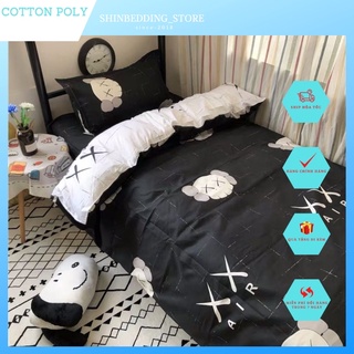 [Siêu Phẩm] Set Chăn Ga Cotton Poly Hoạt Hình Đen Trắng Kaws Siêu Độc _Shinbedding_