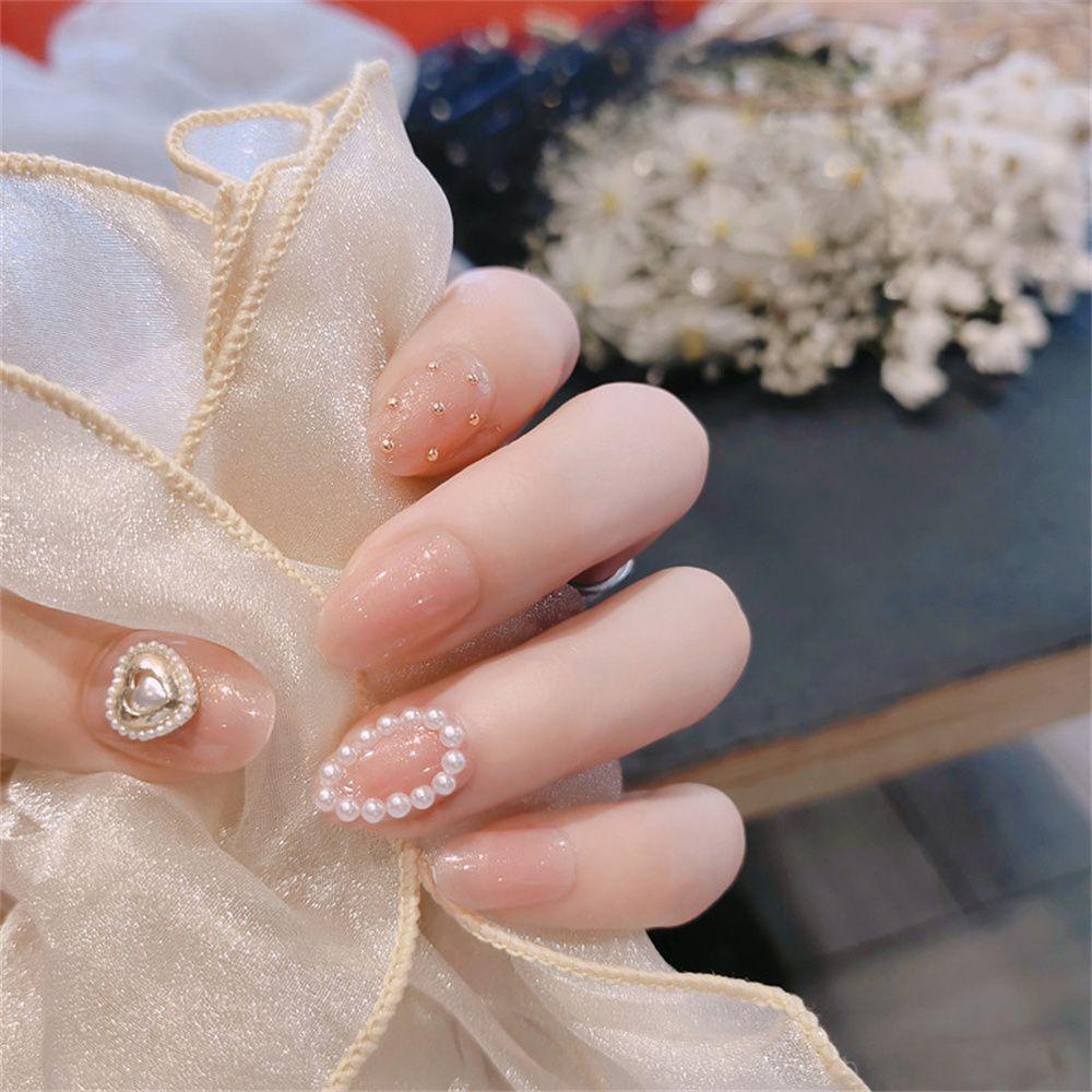 CACTU Set 24 Móng Tay Giả Đính Đá Dễ Thương Cho Nữ