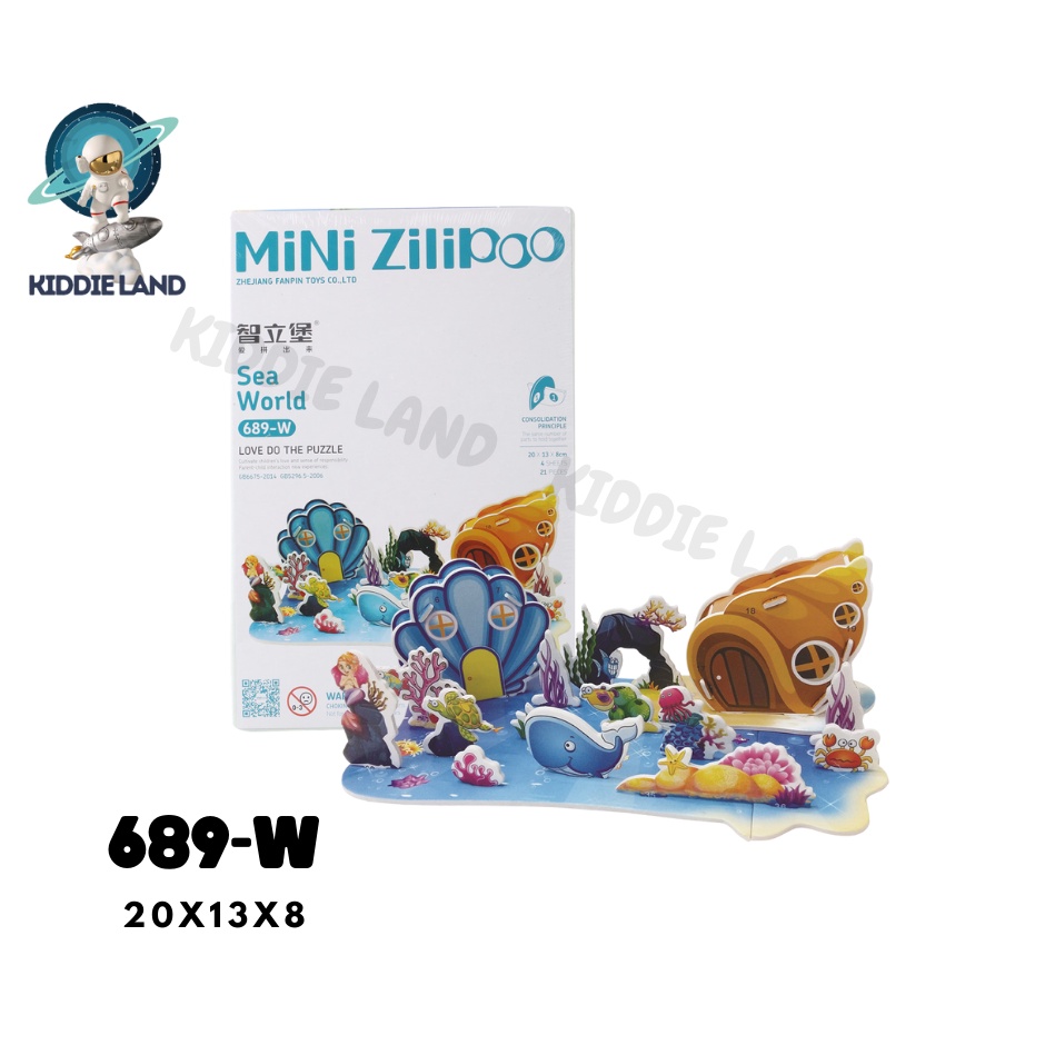 Bộ đồ chơi xếp hình lắp ráp mô hình 3D bằng giấy và xốp EPS- Dành cho trẻ từ 3 tuổi- Mini Zilipoo Sea World