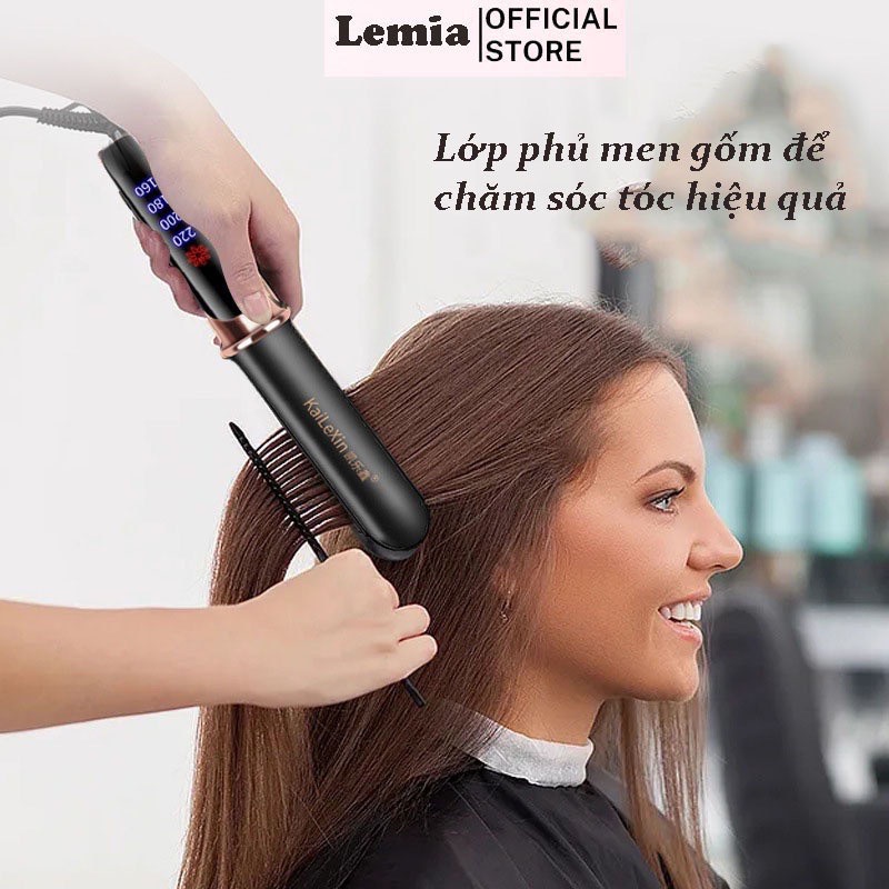 Máy ép duỗi tóc, uốn xoăn tóc Kailenxin cao cấp 3 trong 1, Chất liệu gốm ngăn ngừa hư tổn tóc