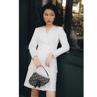 Ceci cela - đầm massimo cổ v tay dài