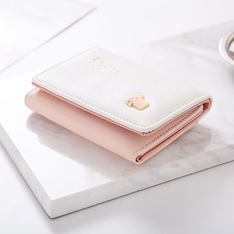 Ví bóp nữ ngắn mini cầm tay thời trang đẹp đính hình chú voi nhỏ dễ thương siêu xinh phong cách Hàn Quốc HANASO VN002