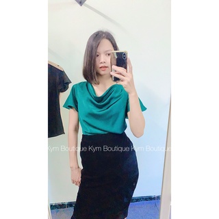 [Có size lớn] Áo lụa sơ mi áo kiểu cổ đổ nữ size lớn KYMCOCO SM03