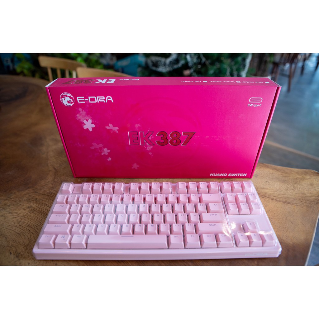 [Mã ELMS4 giảm 7% đơn 500K] Bàn phím cơ E-Dra EK387 Dream Pink Huano Switch Version 2021 - Hàng Chính Hãng