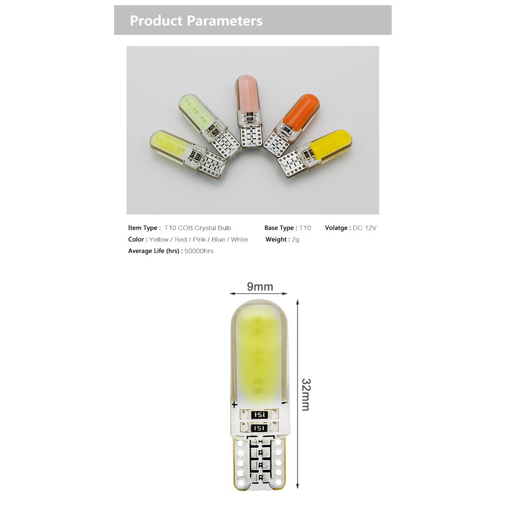 1X Bóng LED T10 đèn xi nhan, đèn ô tô chipCOB demi xe máy