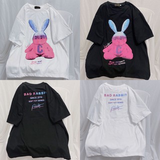 Áo thun tay lỡ YAYSHOP unisex nam nữ form rộng vải cotton mềm mịn Thỏ 2 màu