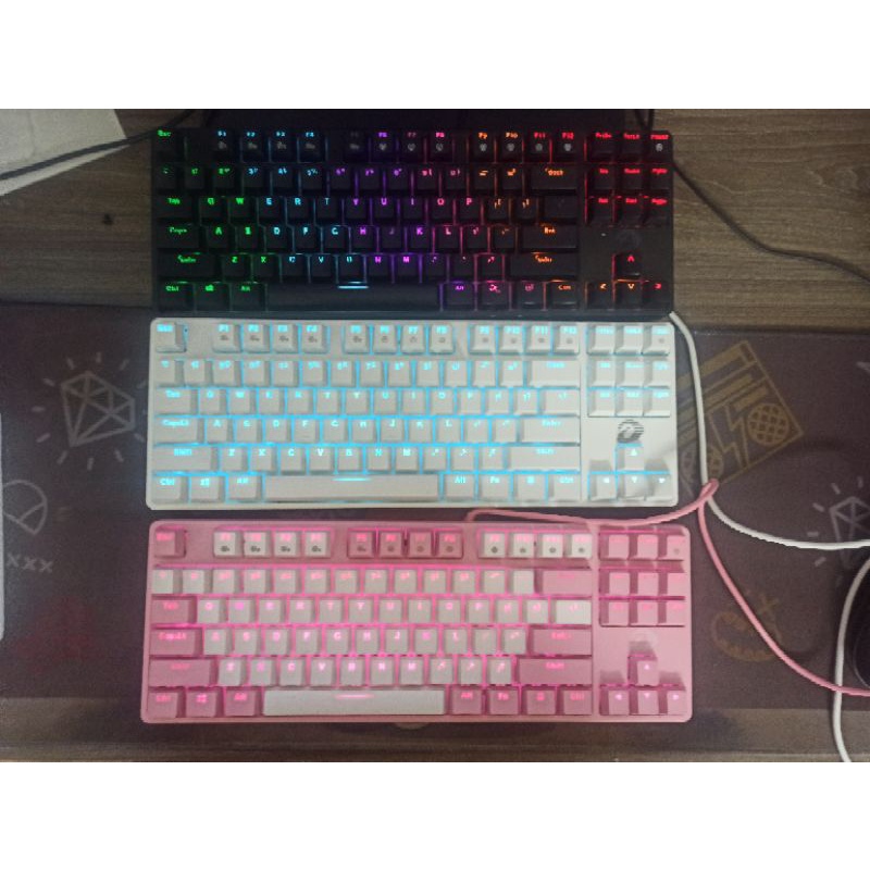 Bàn phím cơ 2nd EK87(hồng-trắng-đen)Multi led TKL 87key