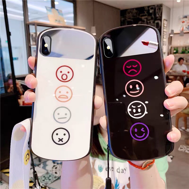 Ốp lưng iphone đôi tráng gương hình biểu cảm điện thoại 7 8 plus x xs xr 11 pro max se2