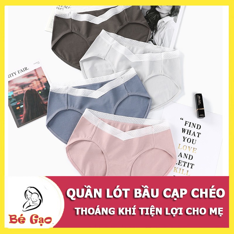 Combo 4 Quần Lót Bầu Bigsize| Ren| Cạp Chéo| Sau Sinh| Cotton| Thông Hơi| Đồ Lót Chip Bà Bầu Kháng Khuẩn - QL08