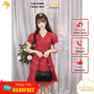 [Mẫu Mới tháng 12] Đầm dạo phố 💖FREESHIP💖 Váy cổ chéo đính ngọc trẻ trung - Nàng Boutique